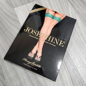 Honey Birdette Josephine Emerald Green Stockings Suspender Thigh Highs Size M